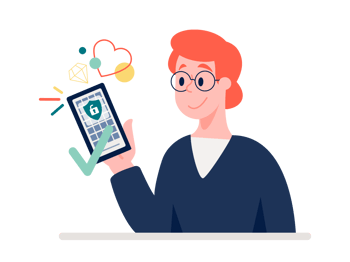 En bruger med en administreret telefon, der viser device trust-kontroller, som kun giver sikker adgang fra compliant enheder.